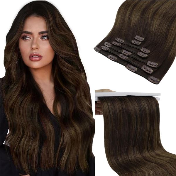Sunny Hair Remy Clip in Hair Extensions Human Hair -  Colour: Medium Brown - 18" - New