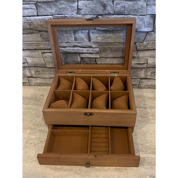 Large Double Layer Jewelry Box - 10.5"W x 7.5" x 5" - New