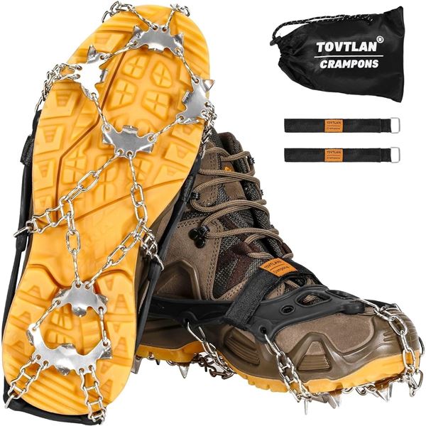 TOVTLAN Crampons for Shoes, Ice Cleats for Shoes and Boots - Size: Large - New