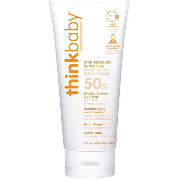 ThinkBaby Zinc Oxide Sunscreen - SPF 50 - 177mL - BB: 04/27 - New