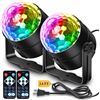 Image 1 : Disco Ball Party Lights with Remote - Sound Activated - 2 Pack - New