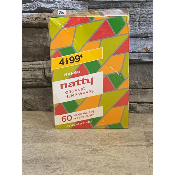 Natty Organic Hemp Wraps - Mango Flavoured - 60 Hemp Wraps/Box - 15 - 4Pks - New