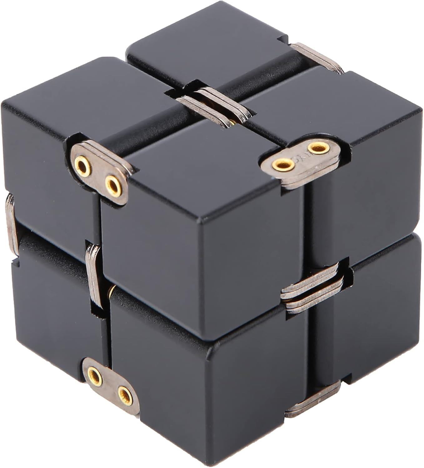 Aluminum Fidget Infinity Desk Magnet Cube Black - New