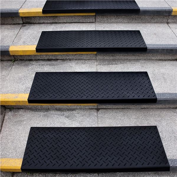 Lot of 6 Rubber Checker Plate Stair Mats 36" x 10" - New