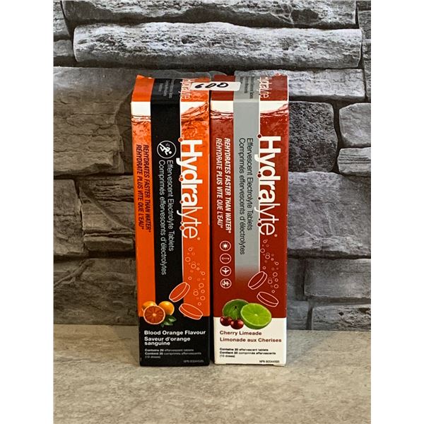 Lot of 2 - Hydralyte Blood Orange (BB: 10/2026) & Cherry Limeade(BB: 06/2026) - 20 Tablets/Pack - Ne
