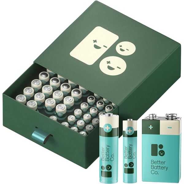Better Battery Variety Pack - AAA & AA & 9V Batteries - Long Lasting Performance Carbon Neutral Batt