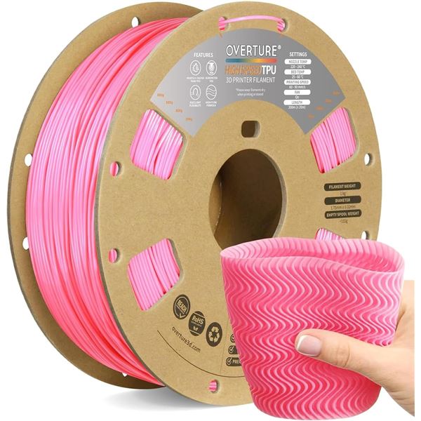 Overture High Speed 3D Printer Filament - Pink - New - Outer box damaged, product inside still seale