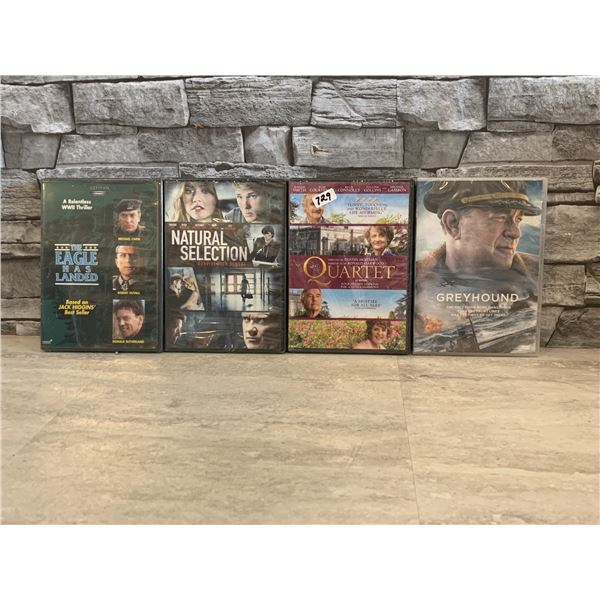 Lot of 4 DVDs - The Eagle Has Landed, Natural Selection, Quartet & Greyhound