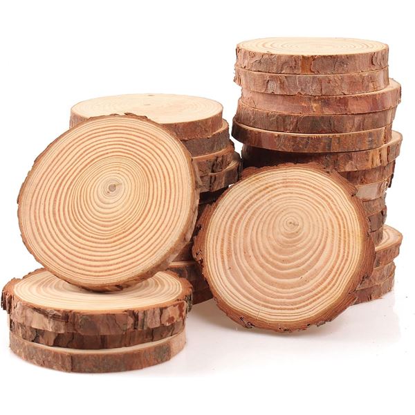 Unfinished Natural Wood Slices - 30Pcs - 3.5"- 4" Round - New