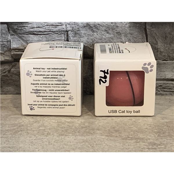 Lot of 2 - USB Cat Toy Ball - 2 x Pink - New