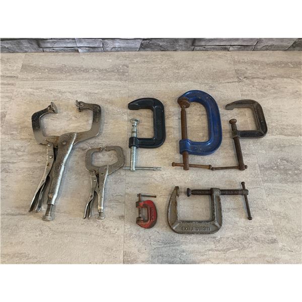 Lot of 5 C-Clamps & Two Welding "Locking" C Clamps