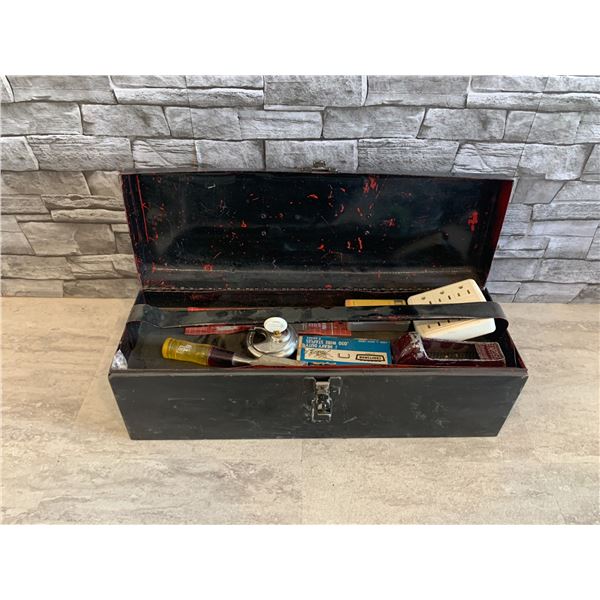 Red Tool Box (Painted Black) Full Of Screws & Nails & Such…