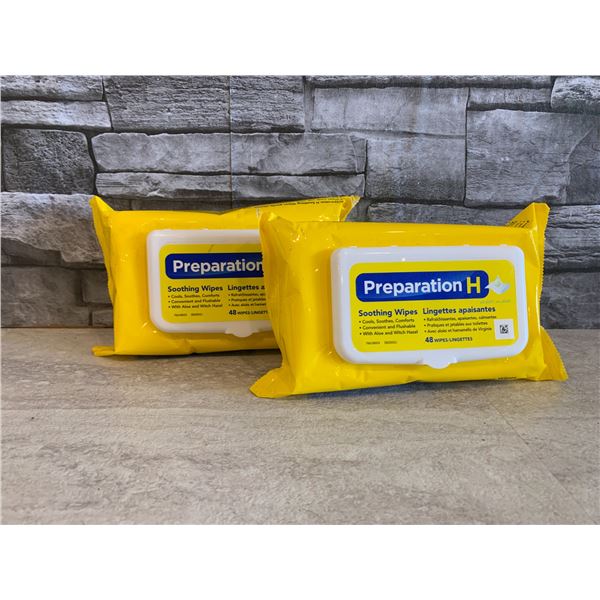Lot of 2 Preparation H Soothing Wipes 48 Per Pack