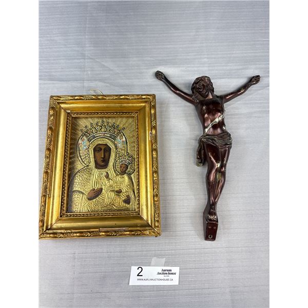 12" Tall Crucifix + Framed Print