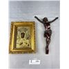 Image 1 : 12" Tall Crucifix + Framed Print