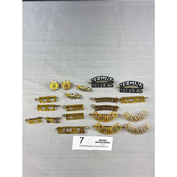 Lot of Military Metal Shoulder Badges