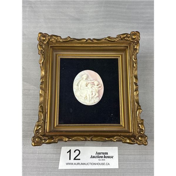 Nicely Framed 5"x 5" Mother of Pearl Cameo Pendant