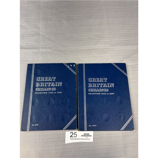 Coin Collection of Great Britain Shillings 1902-1936 Partial, 1952-1966 Complete Folder