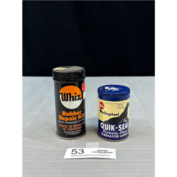 2 Vintage Wiz Tins Repair Kit and Quik Seal