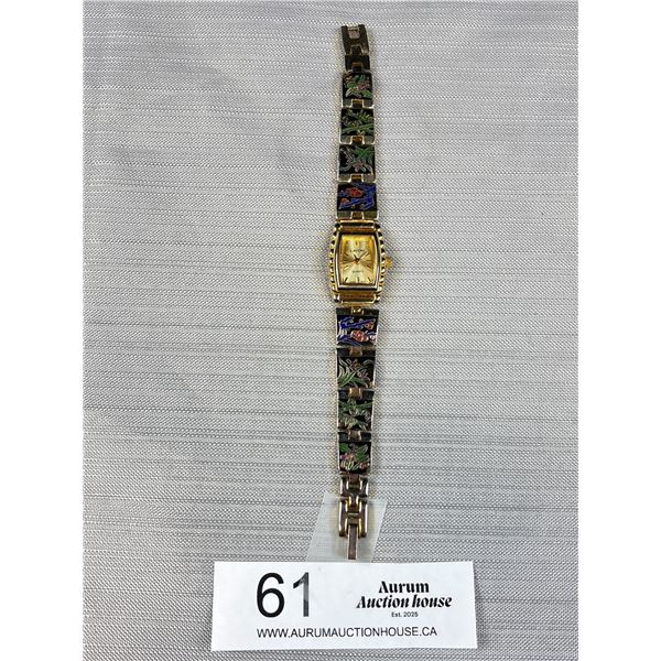 Gold Plated Designer Quarts Watch Marked LAVONI Needs Battery