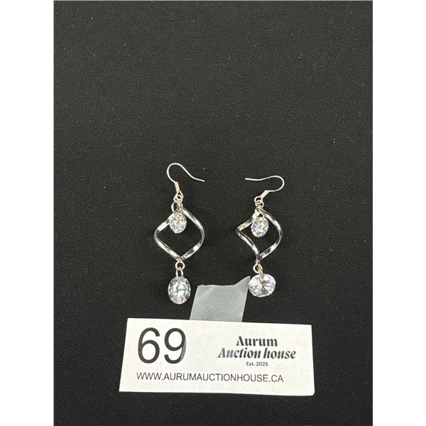 Pair of Silver Plated CZ Stones Earrings