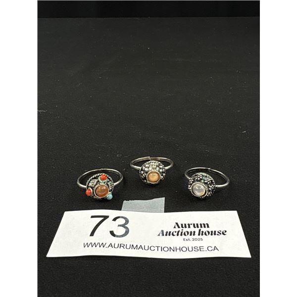3 Vintage Silver Rings