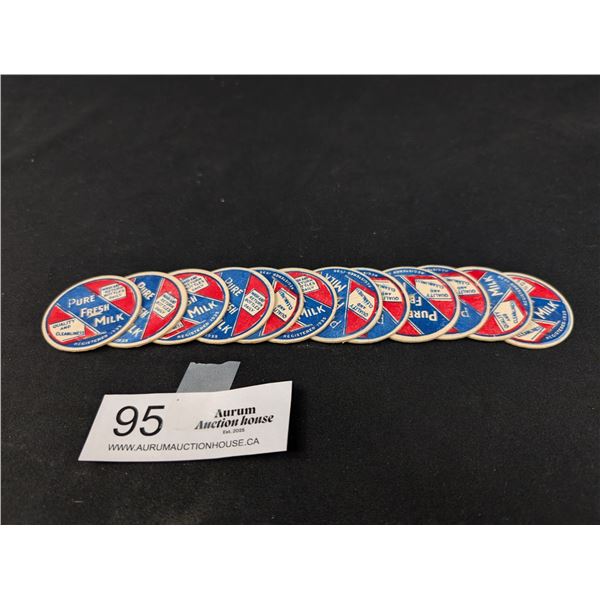 12 Vintage as New Milk Bottle Tops