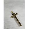 Image 3 : A Fabulous Antique 1890s Brass + Wood Crucifix 3.5" Long