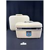 Image 1 : 2 Mid Century, White Hard Case Suitcases