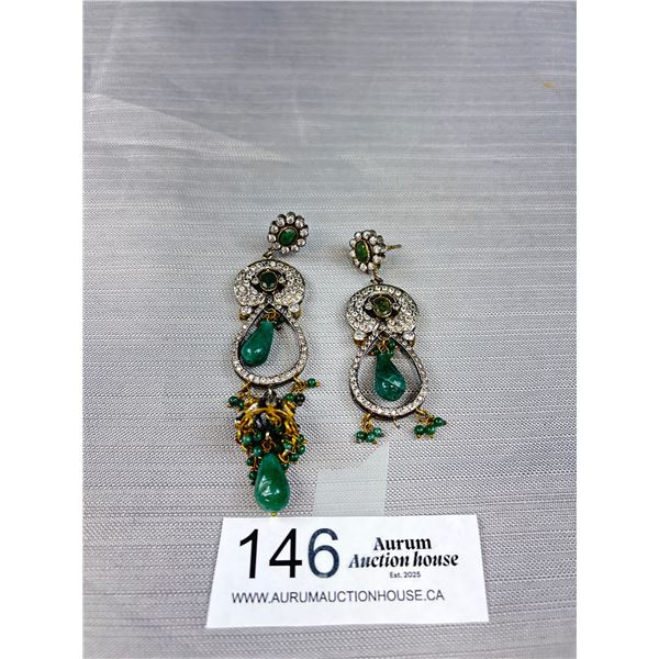 Pair of Vintage Glass + Rhinestone Earrings