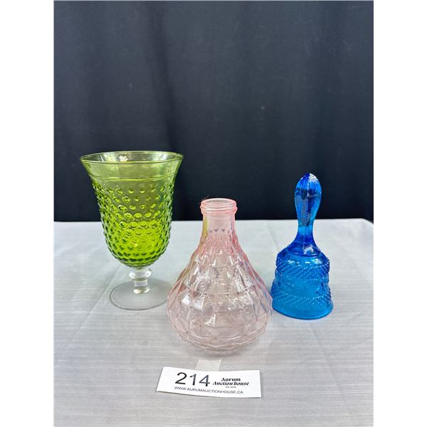 Lot of 3 Vintage Glass Pieces, Cranberry, Etc