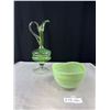 Image 1 : 2 Nice Mid Century Glass Pieces, Waterjug and Bowl 13" Tall