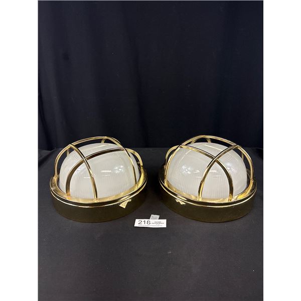 2 Brass 10" Diameter, Ships Wall/Ceiling Lights