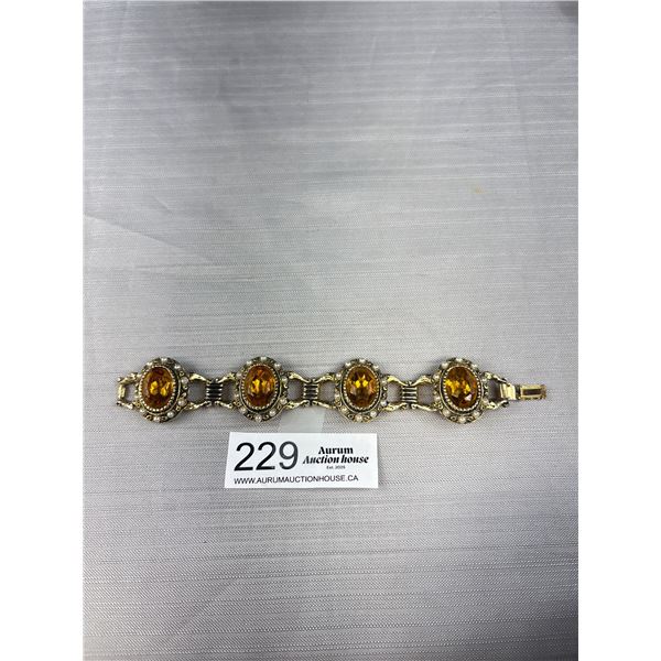 Vintage Topaz Glass Stones Bracelet
