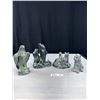 Image 1 : Lot of 4 Soapstone Carvings Eagle, Wolves, Dolphins