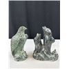 Image 2 : Lot of 4 Soapstone Carvings Eagle, Wolves, Dolphins