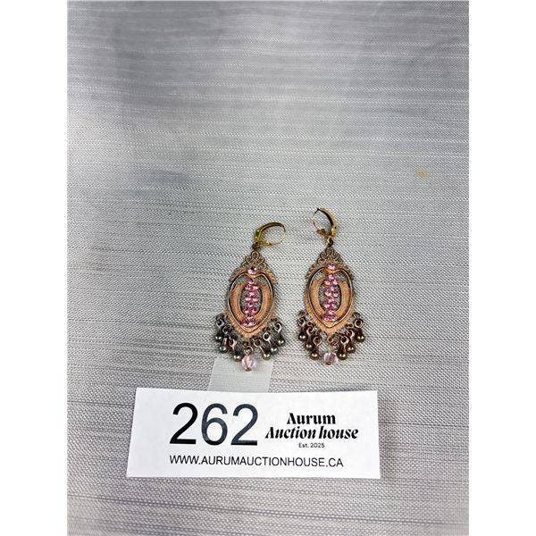 Lovely Vintage Pink Crystal Stones Pair of Earrings