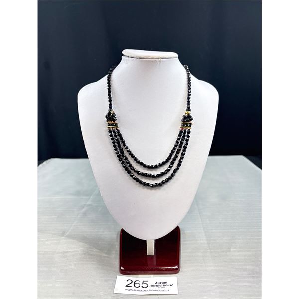 Vintage Black Crystal Beads Necklace