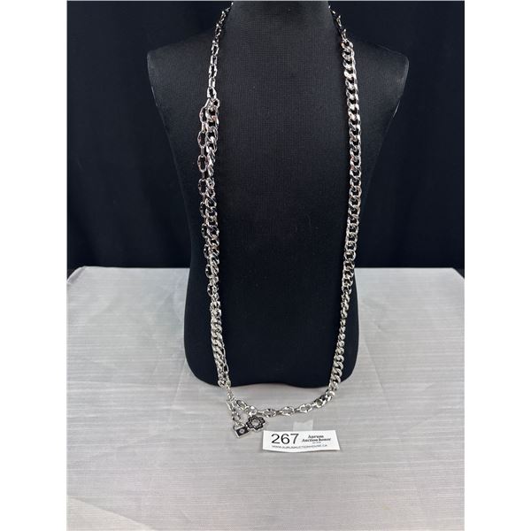 Extra Length Silver Tone Links Necklace