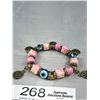 Image 3 : Pink Stone + Magic Eye Beads w/ Dangling Replica Coins Stretch Bracelet
