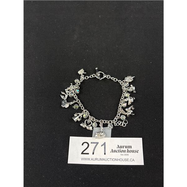 Vintage Silver Tone Charms Bracelet