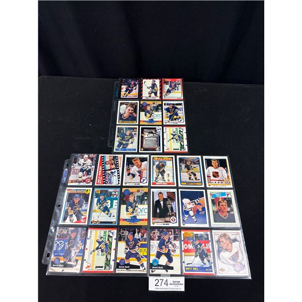 3 Pages of Brett Hall NHL Trading Cards