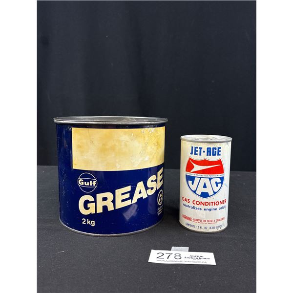 5 lb Gulf Grease Tin Full + Jet Ace Gas Conditioner Tin, Full