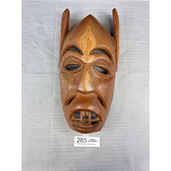 15" Tall Hand Carved Vintage Wooden Mask