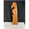 Image 1 : 24" Tall West Coast Native Signed John Joseph Wooden Carving, Wild Man and Bald Eagle
