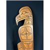 Image 2 : 24" Tall West Coast Native Signed John Joseph Wooden Carving, Wild Man and Bald Eagle