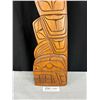 Image 3 : 24" Tall West Coast Native Signed John Joseph Wooden Carving, Wild Man and Bald Eagle