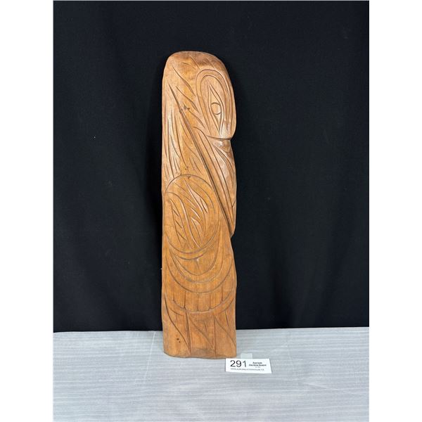 Very Nice Signed West Coast Native Carving of a Raven, 19" Tall