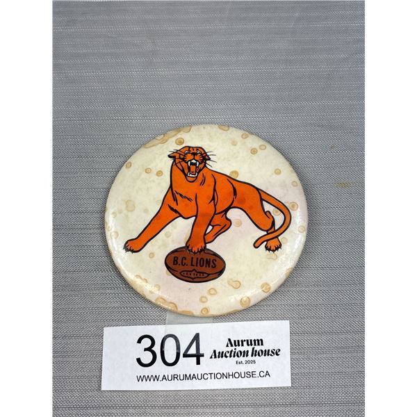 Vintage BC Lions Button 3.5" Diameter