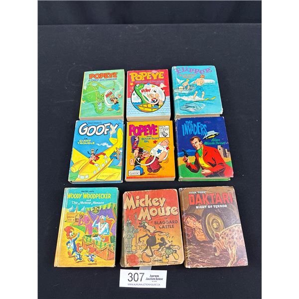 Lot of 9 Big Little Books, Mickey Mouse, Goofy Etc